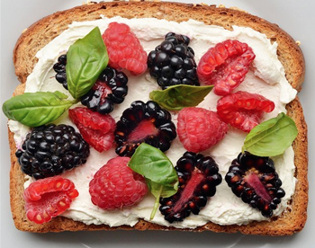 Favorite Spring Snacks and Sweets - Basil and Berry Cream Cheese Toast